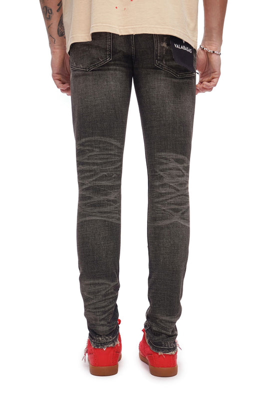 Valabasas Collage Skinny Jean - Grey Vintage Wash