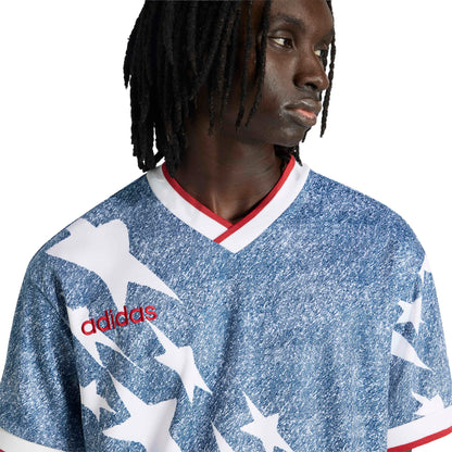 Adidas Mens Denim Graphic Jersey - Blue