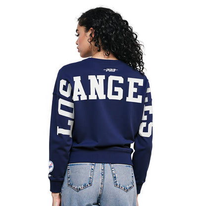 Pro Standard Womens LA Dodgers Cropped Wingspan Crewneck - Midnight Navy
